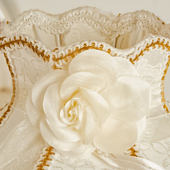 Vasora Europäische Tischlampe | Traditionelles Design | Vase aus Harz | Stoffschirm | Schlafzimmerbeleuchtung