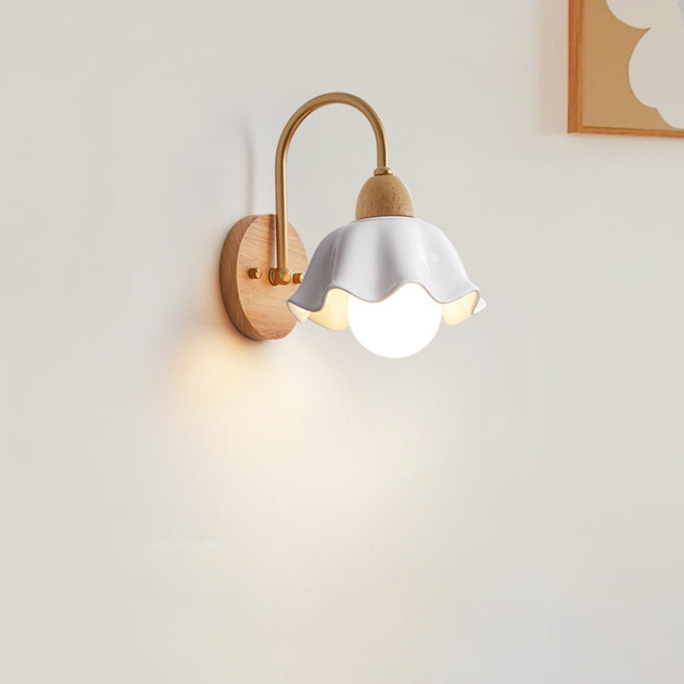 CeramiLume Kreatives Wandlicht | Holz & Keramik | 1-flammige Wandlampe | Wohnraumbeleuchtung