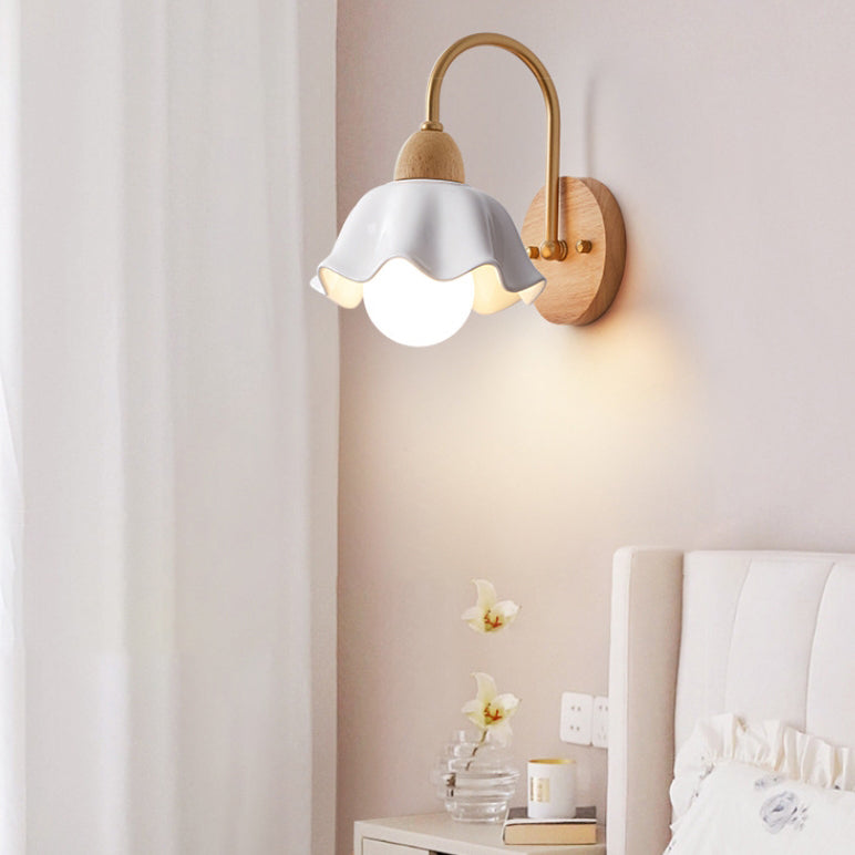 CeramiLume Kreatives Wandlicht | Holz & Keramik | 1-flammige Wandlampe | Wohnraumbeleuchtung