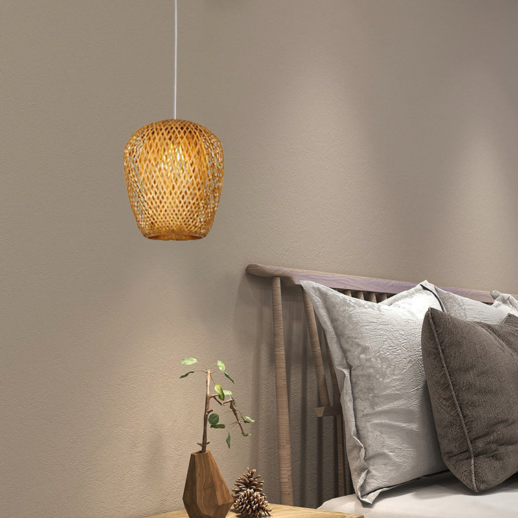 BambooHaven Hängeleuchte | Rustikaler Stil | Handgefertigt | Umweltfreundliche Bambuslampe | Dekorative Pendelleuchte