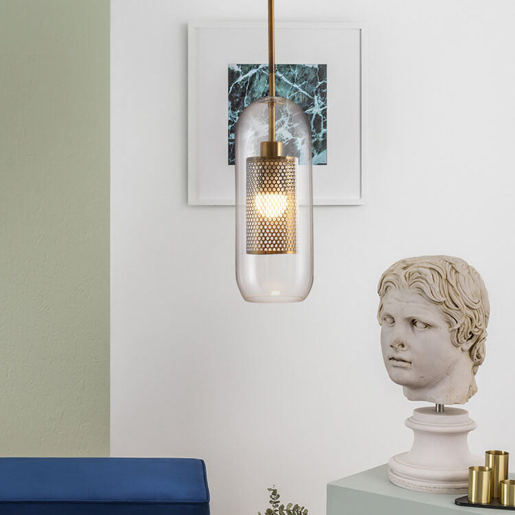 CyluGlow Pendelleuchte | Zylindrisches Klarglas-Design | 1-flammige Hängeleuchte | Minimalistischer Stil