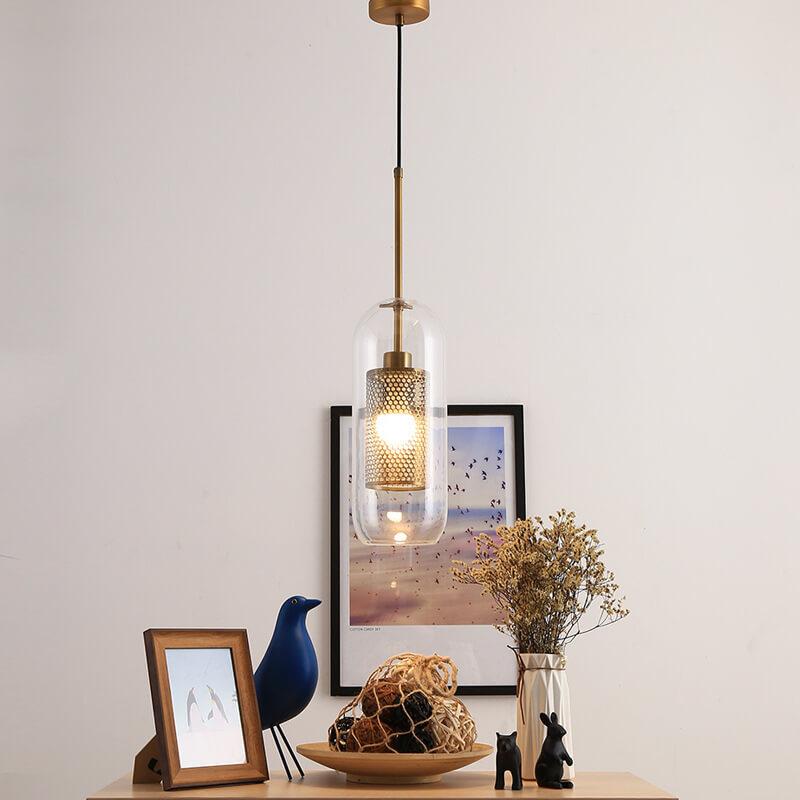 CyluGlow Pendelleuchte | Zylindrisches Klarglas-Design | 1-flammige Hängeleuchte | Minimalistischer Stil