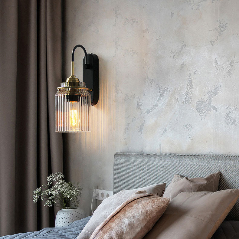 Cylindrix Schlafzimmer-Wandleuchte | Modernes Luxusdesign | Eisen & Glas | 1-flammig