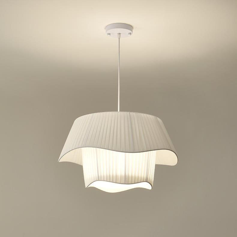 AetherLume Pendelleuchte im skandinavischen Stil | Runder Schirm aus Eisen, Acryl & Stoff | 4/5 Lichter | Für Wohnzimmer