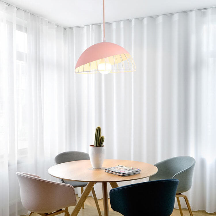 CageLine Nordic Pendelleuchte | Macaron Aluminium-Design | 1-flammige Drahtkäfig-Lampe | Farbenfrohe Eleganz