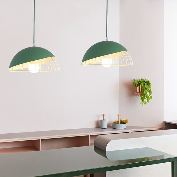 CageLine Nordic Pendelleuchte | Macaron Aluminium-Design | 1-flammige Drahtkäfig-Lampe | Farbenfrohe Eleganz