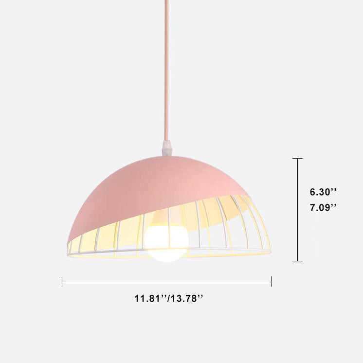 CageLine Nordic Pendelleuchte | Macaron Aluminium-Design | 1-flammige Drahtkäfig-Lampe | Farbenfrohe Eleganz