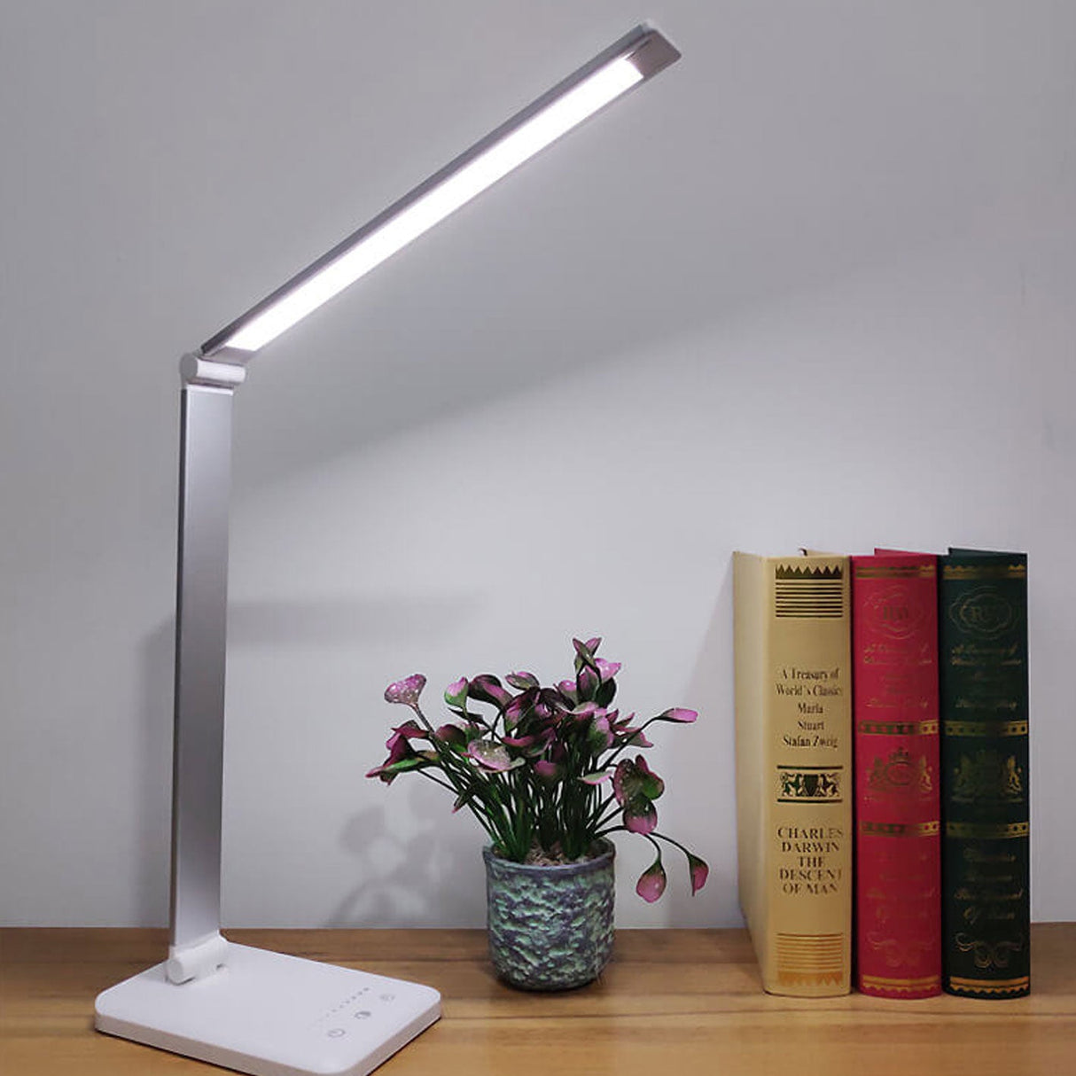Lumosync FoldPro LED Tischlampe | Kabellos & Wiederaufladbar | Augenschutz | Dimmbar | USB-Ladestation