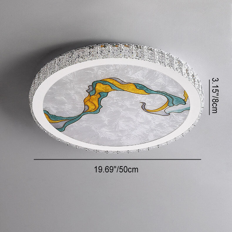 LumiWave Elegance LED Deckenleuchte | Runde Kristall-Deckenleuchte | Modernes Design | Stufenlos dimmbar | Elegante Beleuchtung für Zuhause