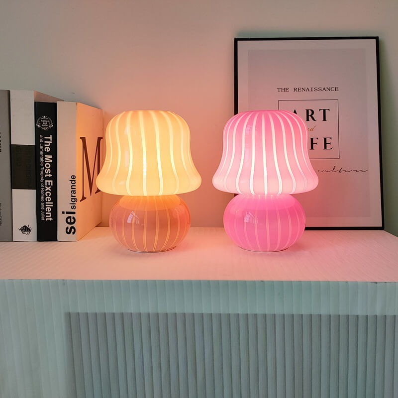 MushLume Glas Tischlampe | Französisches Design | Handgefertigt | Pilzform | Deko & Beleuchtung