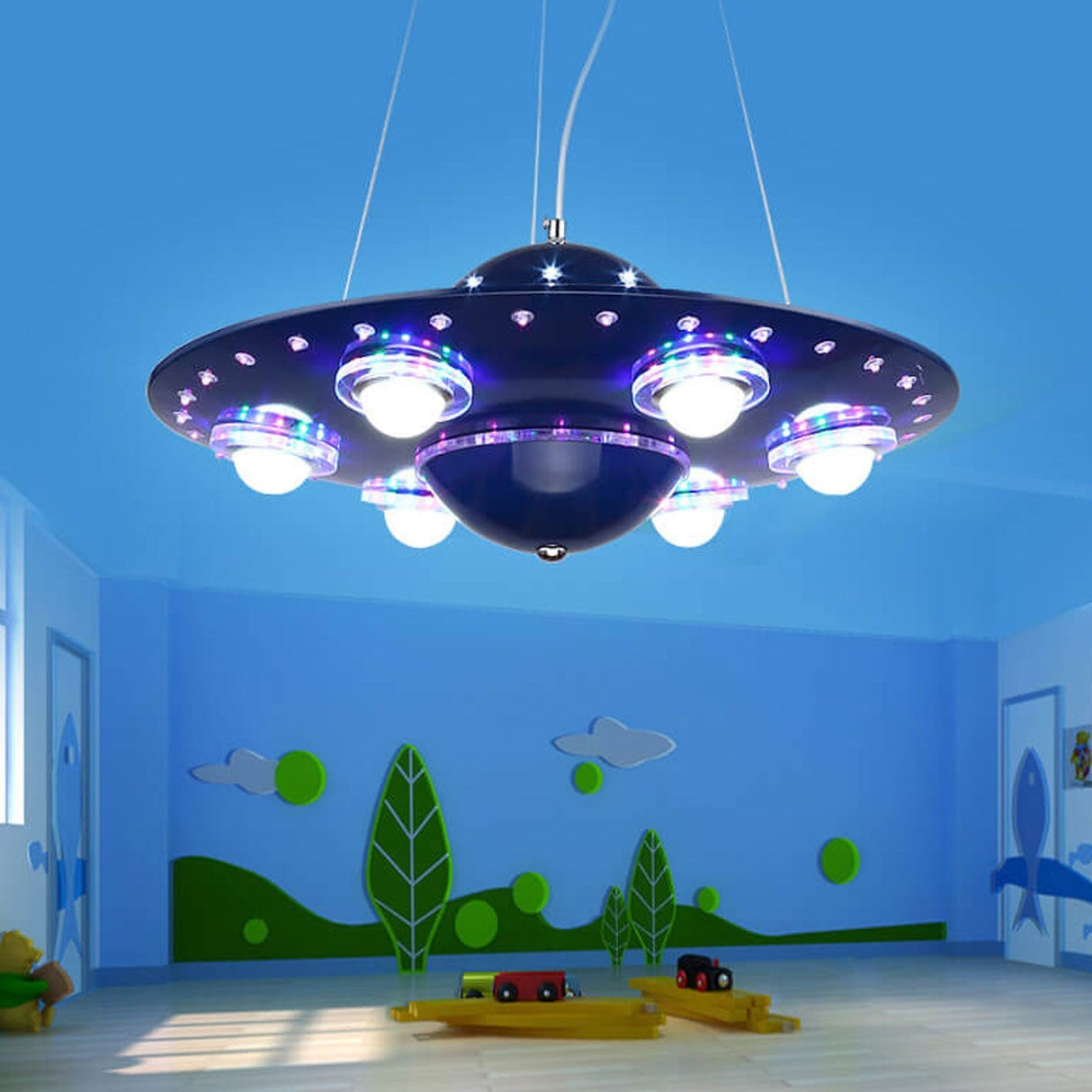 StarCruze Kids LED Kronleuchter | UFO-Design | Fliegende Untertasse | Kreative Beleuchtung für Kinderzimmer