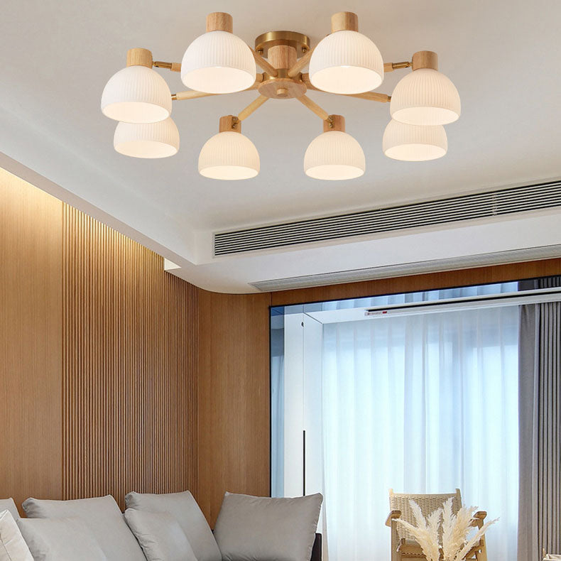 TranquiLight Wabi-Sabi Deckenleuchte | Minimalistisches Design | Holz & Glas | 3/6/8-Licht Lampe