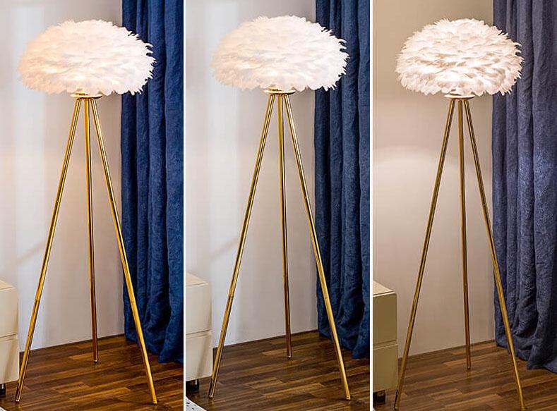 PlumeSphere Stehlampe | Elegantes Federdesign | 1-Licht Globus Stehleuchte | Moderne Beleuchtung für stilvolle Räume
