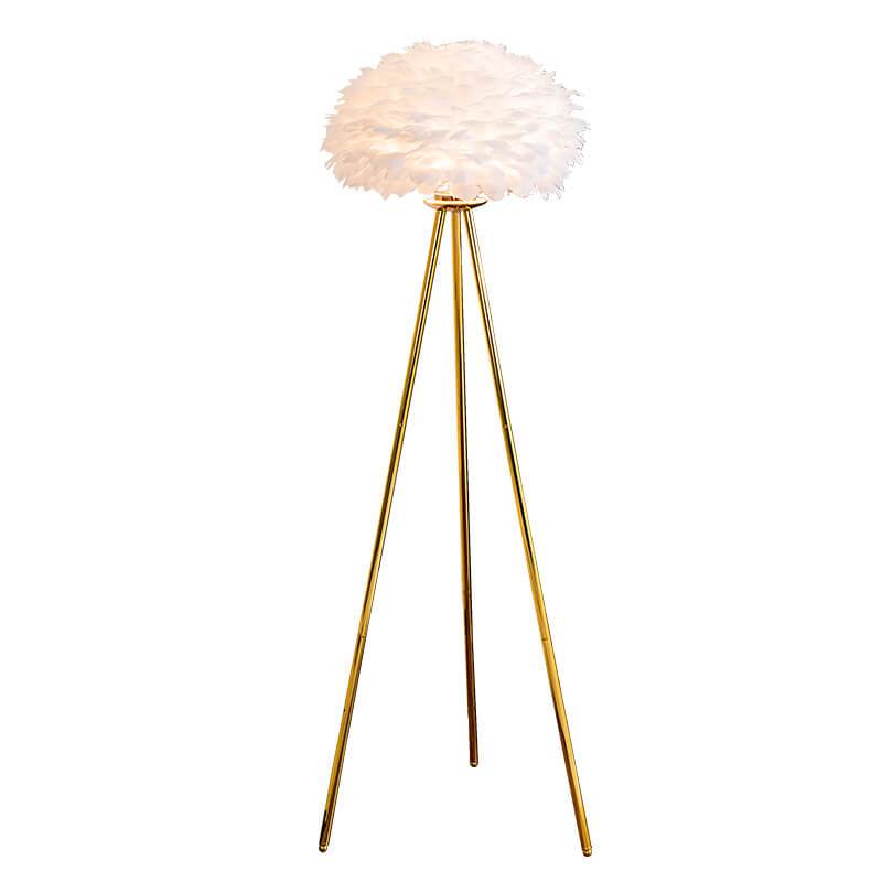 PlumeSphere Stehlampe | Elegantes Federdesign | 1-Licht Globus Stehleuchte | Moderne Beleuchtung für stilvolle Räume