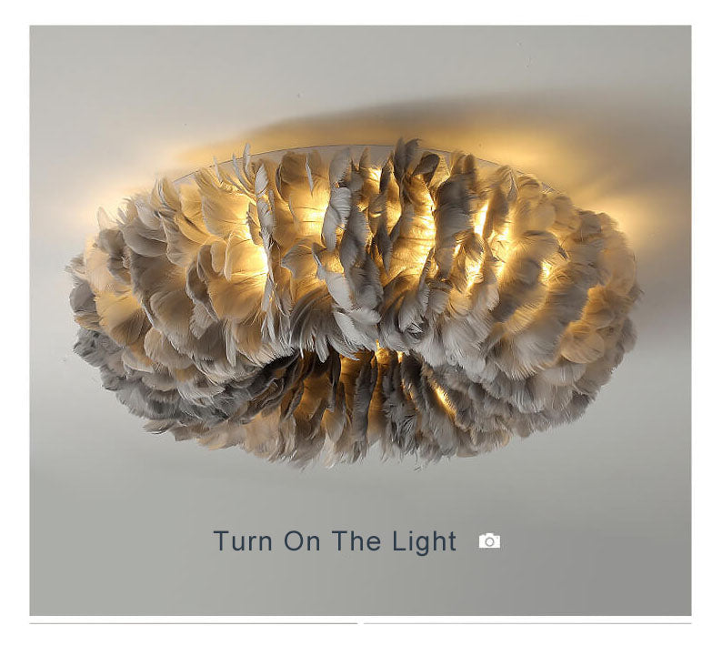 PlumaLuxe Moderne Feder-Deckenleuchte | LED-Licht | Luxuriöses Design | In verschiedenen Größen und Farben erhältlich