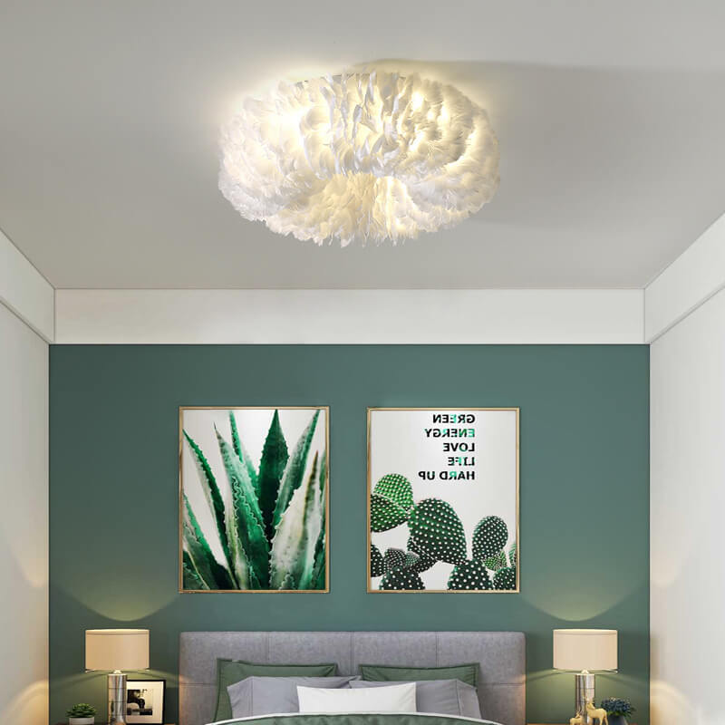 PlumaLuxe Moderne Feder-Deckenleuchte | LED-Licht | Luxuriöses Design | In verschiedenen Größen und Farben erhältlich