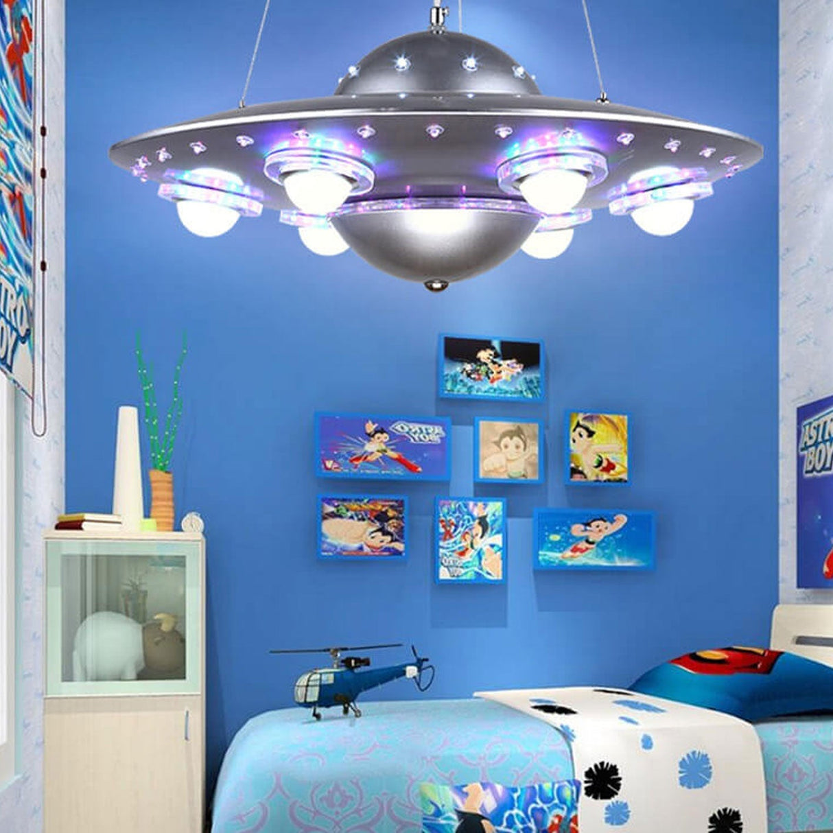 StarCruze Kids LED Kronleuchter | UFO-Design | Fliegende Untertasse | Kreative Beleuchtung für Kinderzimmer