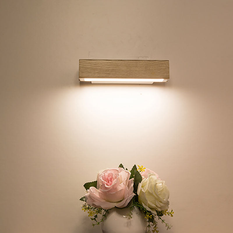 NordicBeam LED Wandleuchte | Rechteckiges Holz- & Eisen-Design | Modern & Skandinavisch | Für Schlafzimmer & Wohnräume