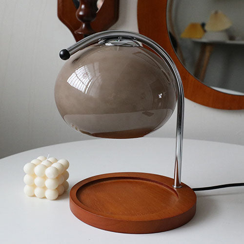 Melva Vintage Glasdom-Lampe mit Holzsockel | Schmelzendes Wachs | Dimmer | Stimmungslicht | Deko für Zuhause