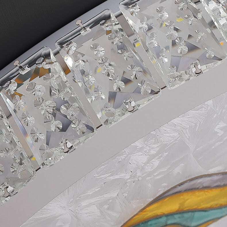 LumiWave Elegance LED Deckenleuchte | Runde Kristall-Deckenleuchte | Modernes Design | Stufenlos dimmbar | Elegante Beleuchtung für Zuhause