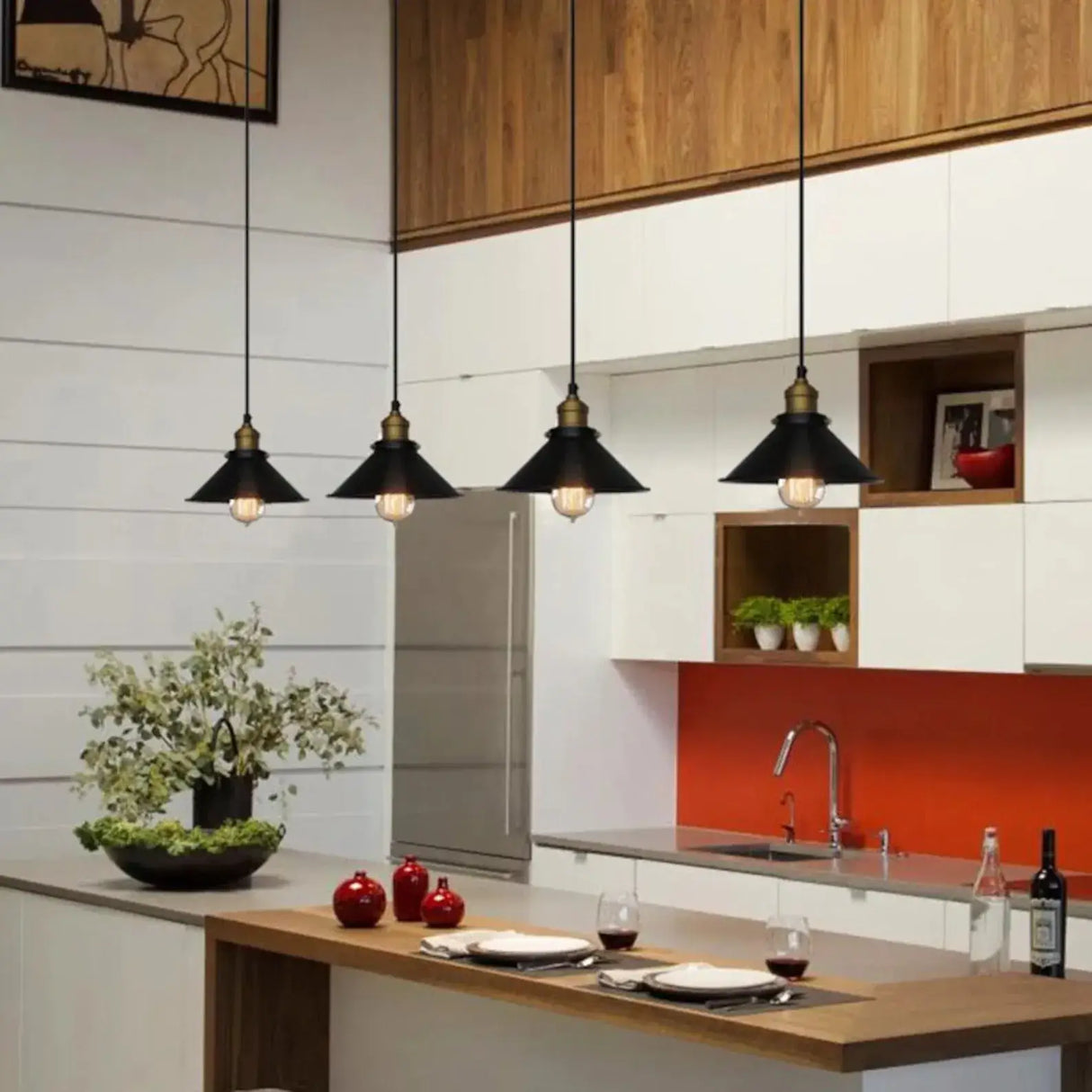 BrassLoom Kegelförmige Pendelleuchte aus Messing | Modernes Design | Esszimmer & Küche | Elegantes Ambiente