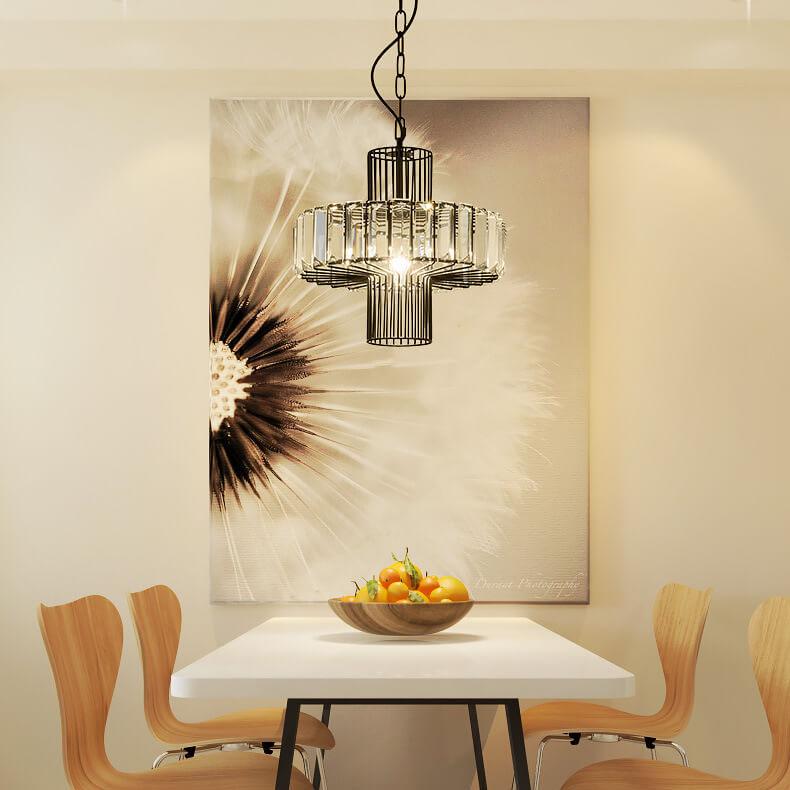 CageLuxe Vintage Pendelleuchte | Geometrisches Vogelkäfig-Design | 1-flammige Hängelampe aus Schmiedeeisen