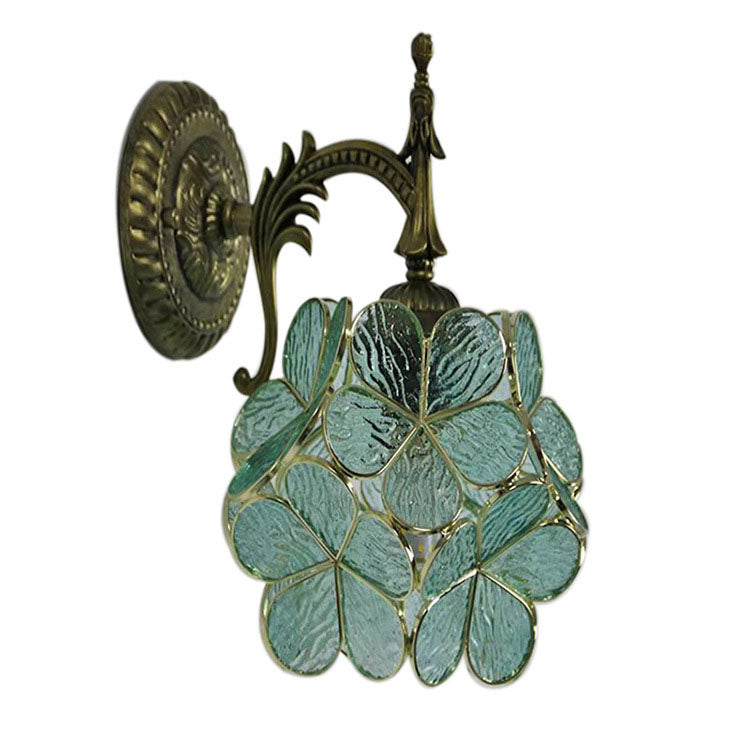 Bloomvielle Europäische Vintage Tiffany Wandleuchte | Blumenförmiges Glas | 1-Licht Design | Elegante Wandbeleuchtung