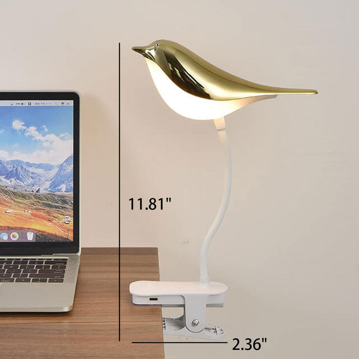 BrightBird Nordic LED Tischlampe | USB-Ladung | Nachtlicht mit Vogelclip | Modernes Design