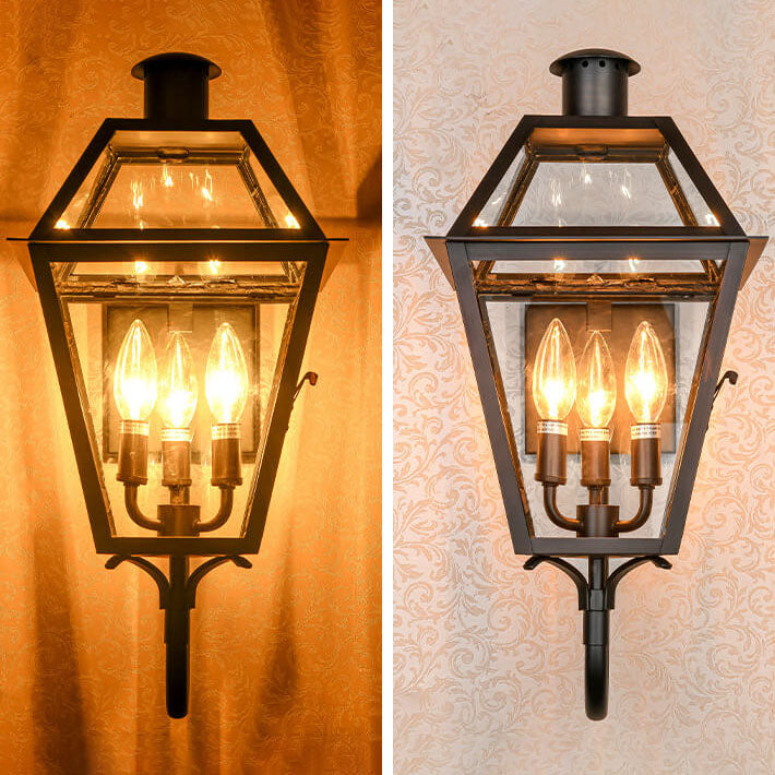 ForgeLight Außenwandleuchte | Industrielles Design | 3-Licht Laterne | Wasserdicht | Glas & Eisen