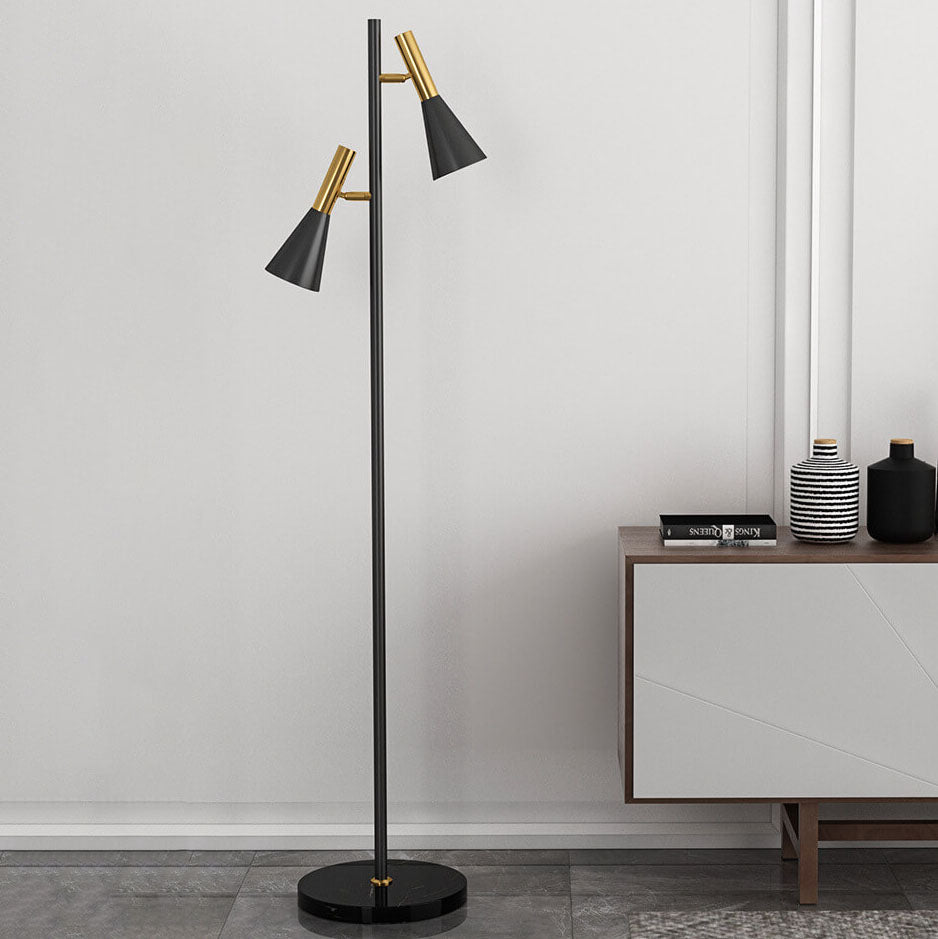 LumoHorn Nordic Design Stehlampe | Minimalistische Drehbare 2-Licht Lampe | Modernes Stehleuchten-Design