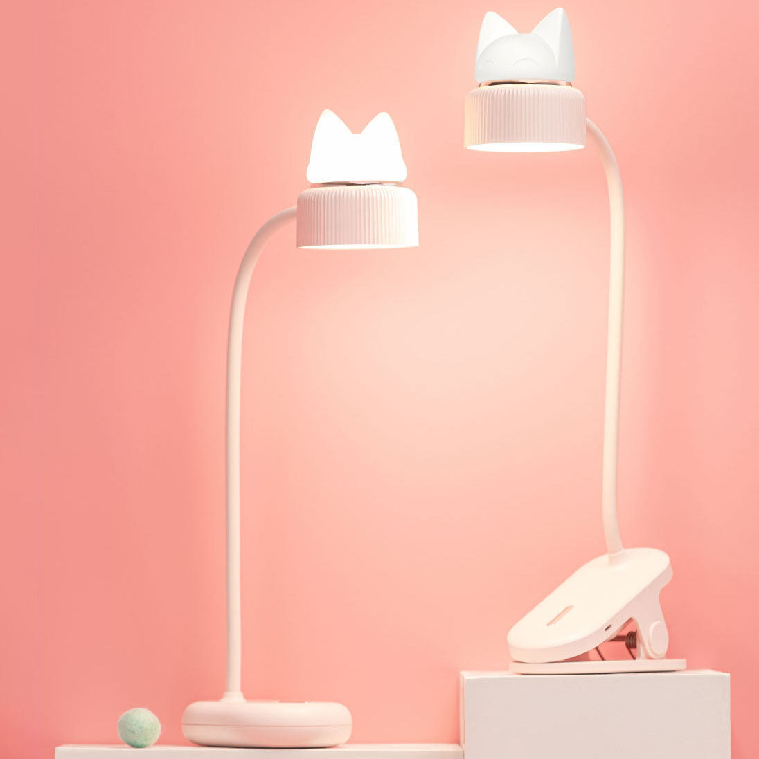 KittyGlow LED Tischlampe | Katzenohr-Design | Augenschonend | Klemmlampe & Normal | Modern & Kreativ