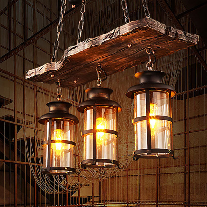 Farmora Kronleuchter | Traditionelles Bauernhaus-Design | Holz & Eisen | 3-flammige Beleuchtung für Esszimmer