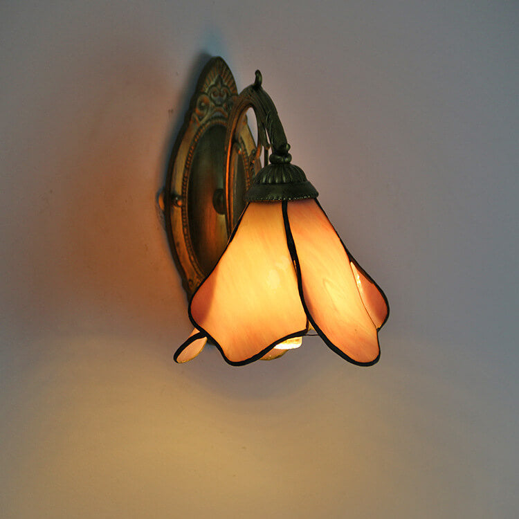 TiffanyBloom Vintage Glas Wandlampe | Buntglas | Einzigartiges Design | Beleuchtung für Zuhause