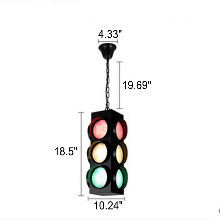 LumoStop Retro Pendelleuchte | Ampel-Design | Eisen & Glas | LED Beleuchtung