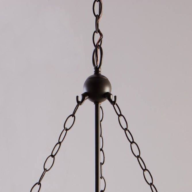 RusticaLume Kronleuchter | Runde Glaslaterne | Rustikales Design | 3-flammig | Wohnzimmer-Beleuchtung