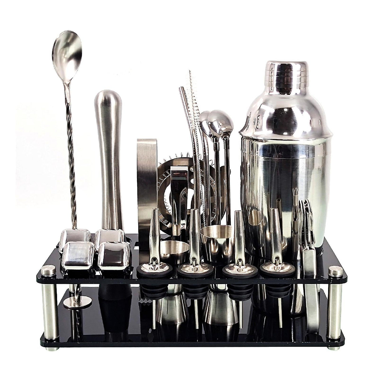 MixMaster 23-teiliges Barkeeper Kit | Edelstahl Cocktail Shaker Set | Professionelles Bar Zubehör mit Ständer