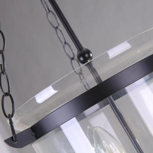 RusticaLume Kronleuchter | Runde Glaslaterne | Rustikales Design | 3-flammig | Wohnzimmer-Beleuchtung