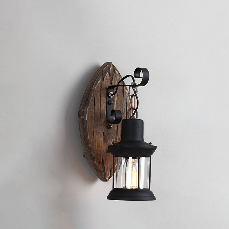 RustiLight Vintage Holz Wandlampe | Eisen-Schirm | Bauernhaus-Stil | Perfekt für Esszimmer