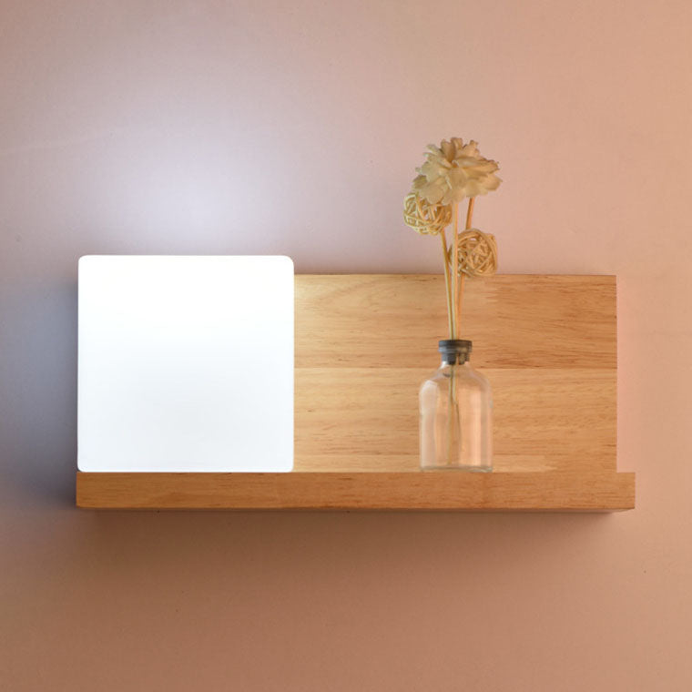 ZenSquare Wandlampe | Japanisches Minimalistisches Design | Holz & Glas | 1-Licht