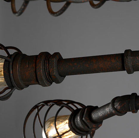 RustiBeam Industrielle Vintage Deckenleuchte | 4/6/8 Lichter | Wasserrohr-Design aus Eisen
