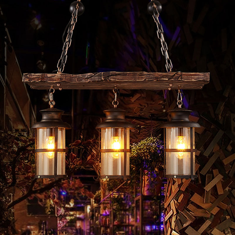 Farmora Kronleuchter | Traditionelles Bauernhaus-Design | Holz & Eisen | 3-flammige Beleuchtung für Esszimmer