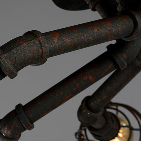 RustiBeam Industrielle Vintage Deckenleuchte | 4/6/8 Lichter | Wasserrohr-Design aus Eisen