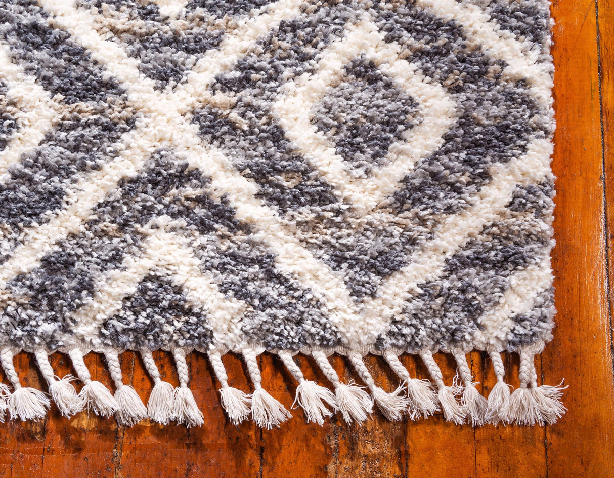 DiamondLuxe Shag - Teppich mit Diamantmuster | Shaggy Hochflorteppich | Weich & Modern | Perfekt für Wohnzimmer