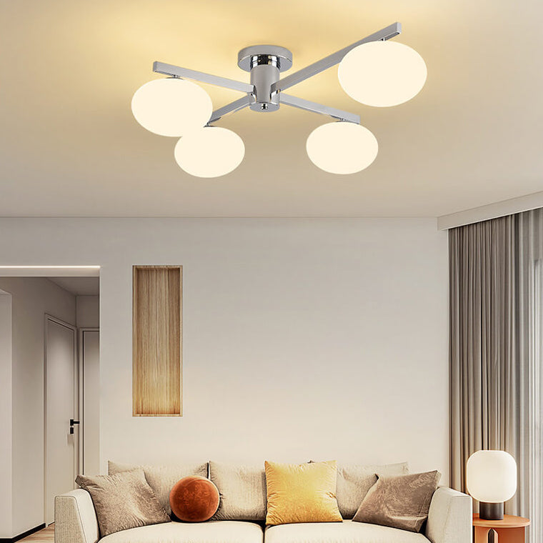 Elyrion AuraGlow Deckenleuchte | Nordisches Design | Glas & Metall | 3/4/5 Leuchten | Semi-Flush