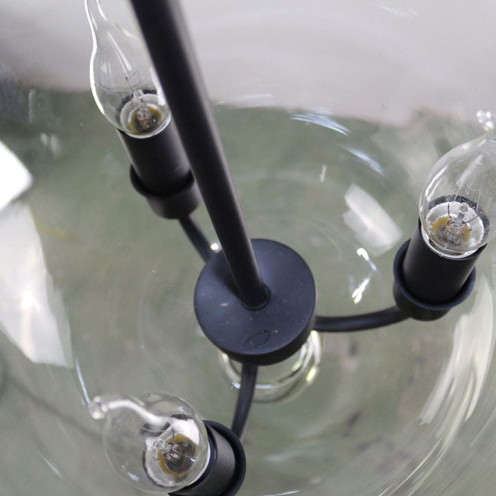 RusticaLume Kronleuchter | Runde Glaslaterne | Rustikales Design | 3-flammig | Wohnzimmer-Beleuchtung