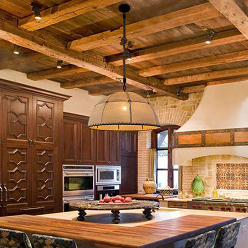 RustiShade Hängelampe | Halbrunder Stoffschirm | Rustikales Design | Für Esszimmer & Küche | In 3 Größen erhältlich