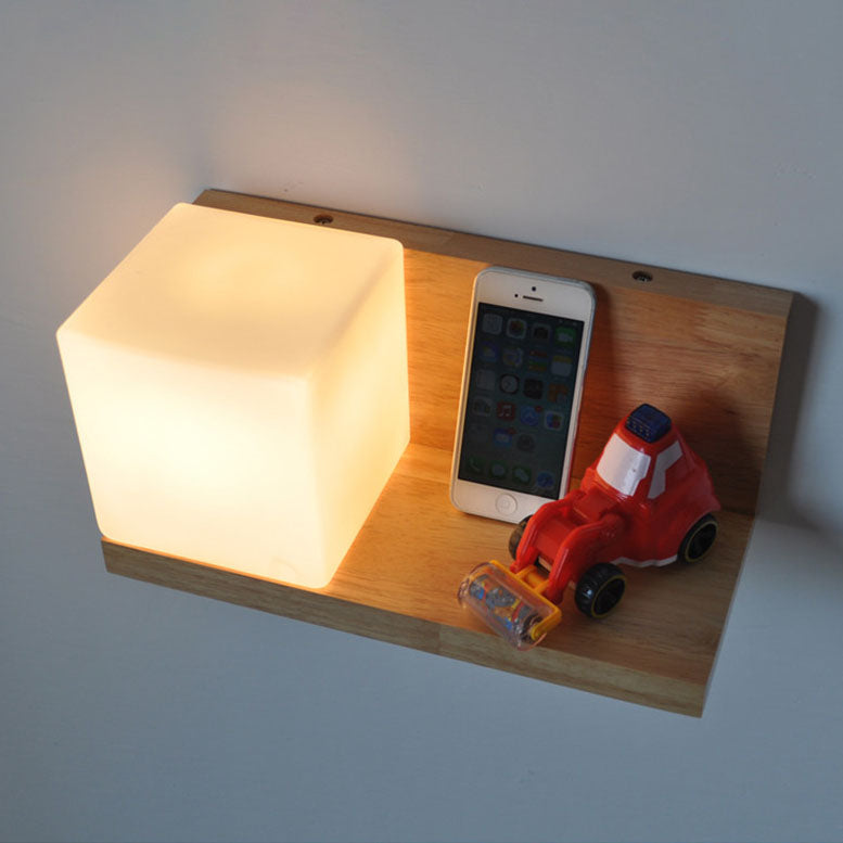 ZenSquare Wandlampe | Japanisches Minimalistisches Design | Holz & Glas | 1-Licht