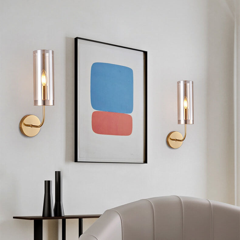 AstraGlas | Glas-Eisen Wandleuchte | 1- oder 2-flammig | Cognac & Hellblau