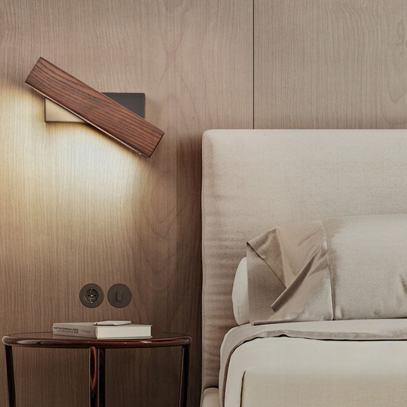 NordicBeam LED Wandleuchte | Rechteckiges Holz- & Eisen-Design | Modern & Skandinavisch | Für Schlafzimmer & Wohnräume