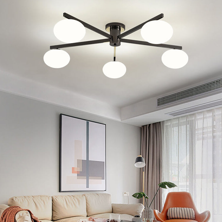 Elyrion AuraGlow Deckenleuchte | Nordisches Design | Glas & Metall | 3/4/5 Leuchten | Semi-Flush